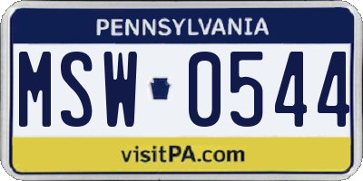 PA license plate MSW0544