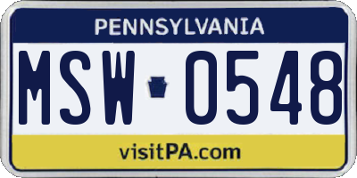 PA license plate MSW0548
