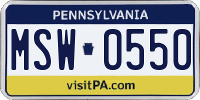 PA license plate MSW0550