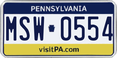 PA license plate MSW0554