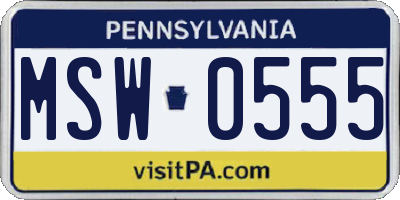 PA license plate MSW0555