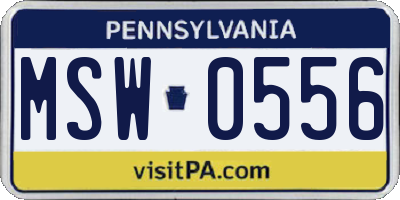 PA license plate MSW0556