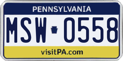 PA license plate MSW0558