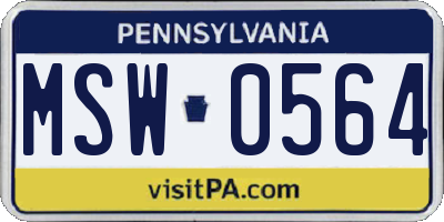 PA license plate MSW0564