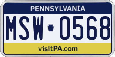 PA license plate MSW0568