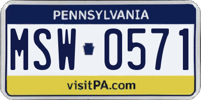 PA license plate MSW0571