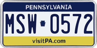 PA license plate MSW0572