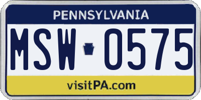 PA license plate MSW0575