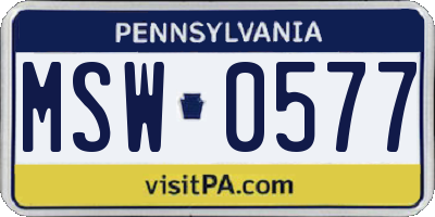 PA license plate MSW0577
