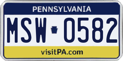 PA license plate MSW0582