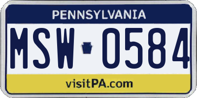 PA license plate MSW0584