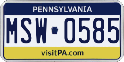 PA license plate MSW0585