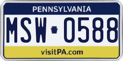PA license plate MSW0588