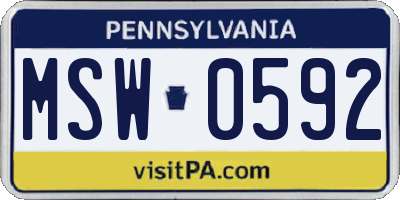PA license plate MSW0592