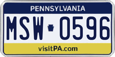 PA license plate MSW0596