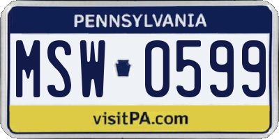 PA license plate MSW0599