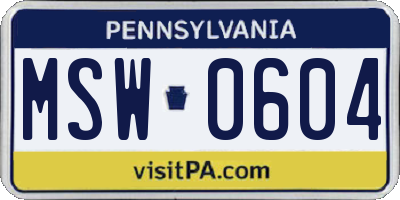 PA license plate MSW0604
