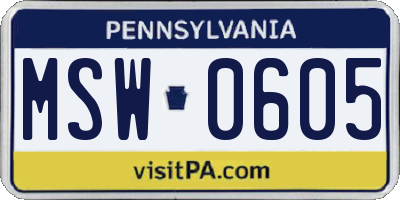 PA license plate MSW0605