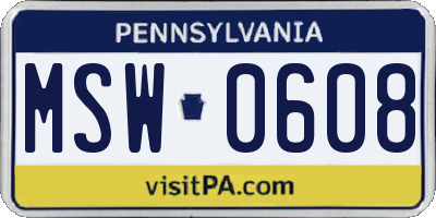 PA license plate MSW0608