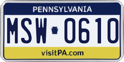 PA license plate MSW0610