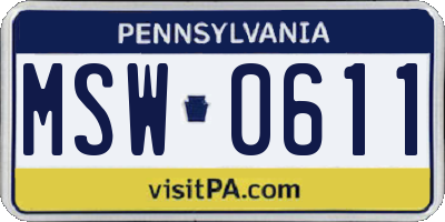 PA license plate MSW0611