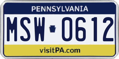 PA license plate MSW0612