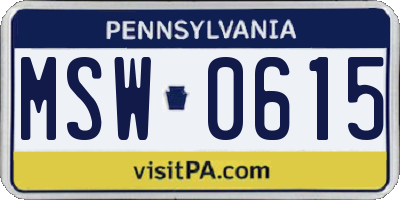 PA license plate MSW0615
