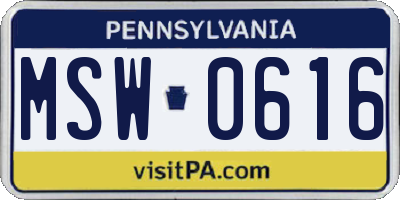 PA license plate MSW0616