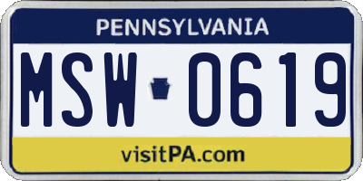 PA license plate MSW0619