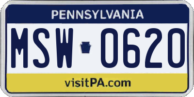 PA license plate MSW0620