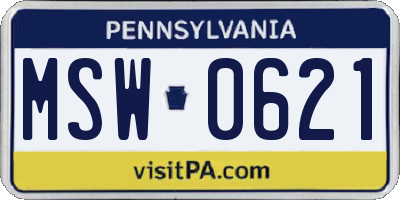 PA license plate MSW0621