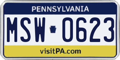 PA license plate MSW0623