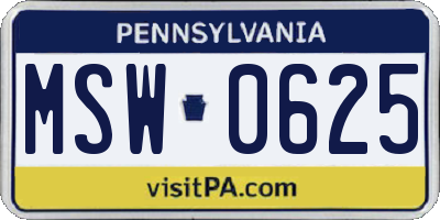 PA license plate MSW0625