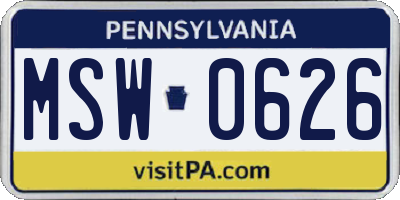 PA license plate MSW0626