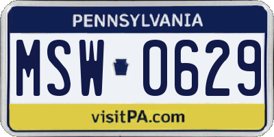 PA license plate MSW0629
