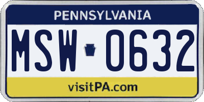 PA license plate MSW0632
