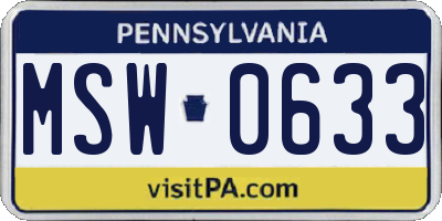 PA license plate MSW0633