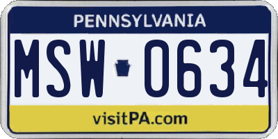 PA license plate MSW0634