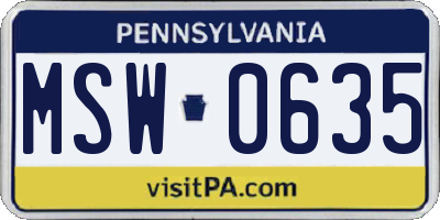PA license plate MSW0635