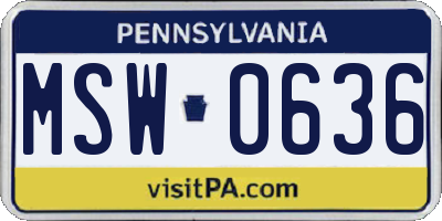 PA license plate MSW0636