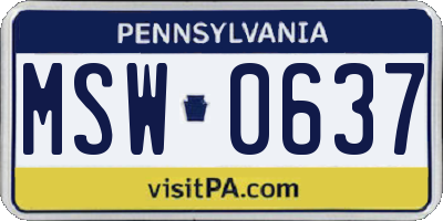 PA license plate MSW0637