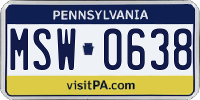 PA license plate MSW0638