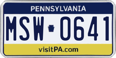 PA license plate MSW0641