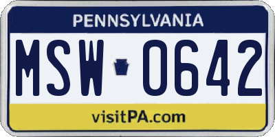 PA license plate MSW0642