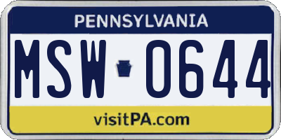 PA license plate MSW0644