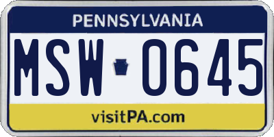 PA license plate MSW0645
