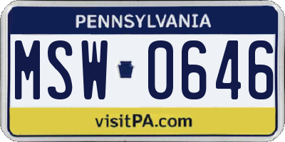 PA license plate MSW0646