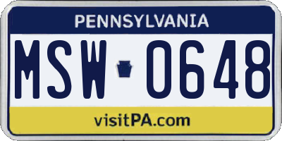 PA license plate MSW0648