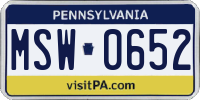 PA license plate MSW0652