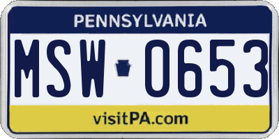 PA license plate MSW0653